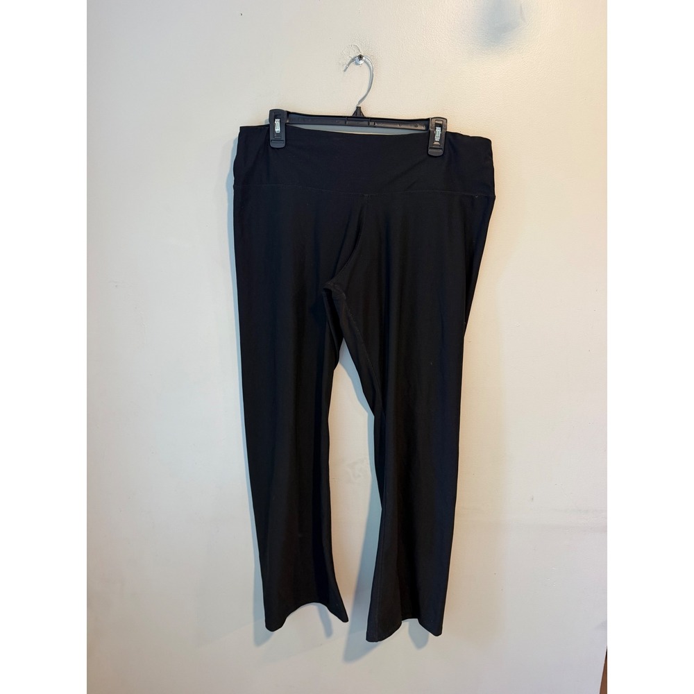 RBX Live Life Active Womens 1X Black Wide Leg Yoga Pants Athletic Crop Trousers